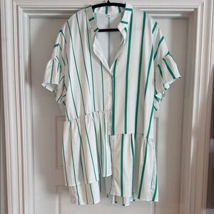 White and Green Striped Dress